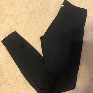 Lululemon mid-rise black leggings. Size 6.